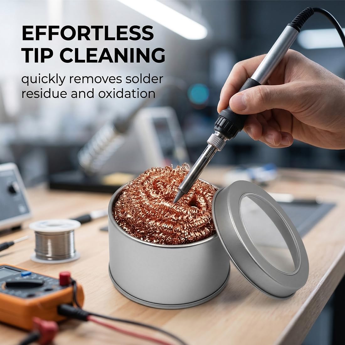 Diy Electronics Cleaner - Lötstation für Elektronikreparaturen: Kupferdraht-Spitzenreiniger, Entlötkugel, Entlötschleierfilter,