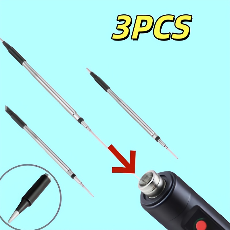 Diy Electronics Soldering Kit - Metall-Lötkolbenspitzen 3er-Pack, Spitze/Hufeisen/Schneidkopf, Plug & Play