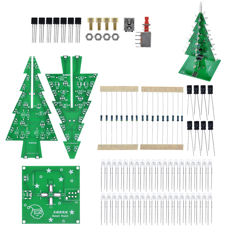 Diy Electronics Gadget - GREATZT Dreidimensionales 3D-Baum-LED-DIY-Kit Rot/Grün/Gelb LED-Blitzschaltungskit Elektronische