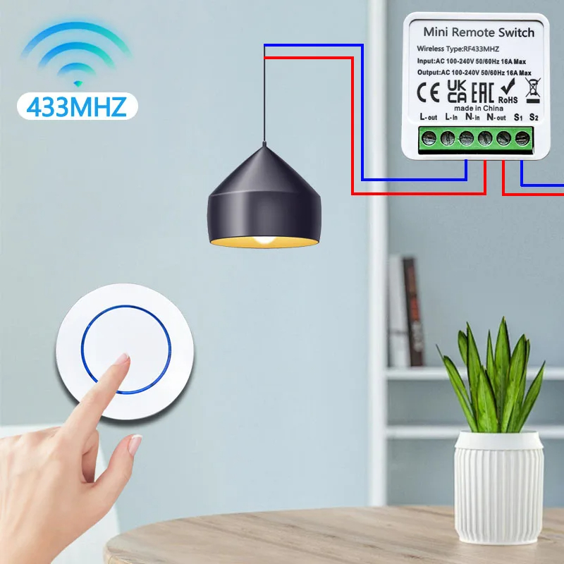 433HMz Drahtloser Lichtschalte – Diy Electronics Button Bewertung und Preis